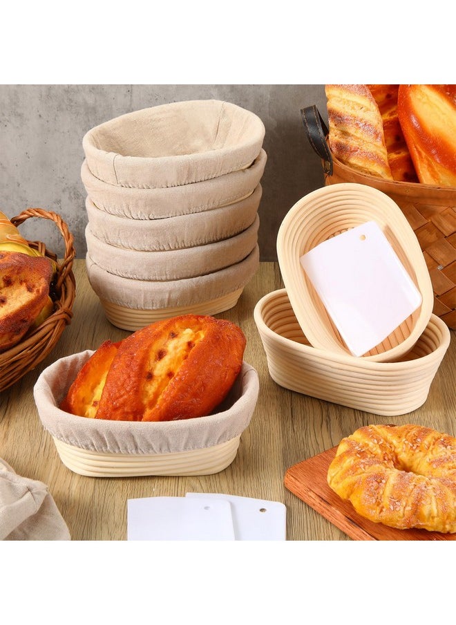 12 Set Bread Proofing Baskets Oval Shaped Banneton Dough Proofing Bowls Kit With Cloth Liner And Plastic Scraper Sourdough Proofing Basket For Home Sourdough Bakers Supplies (8.5 Inch)