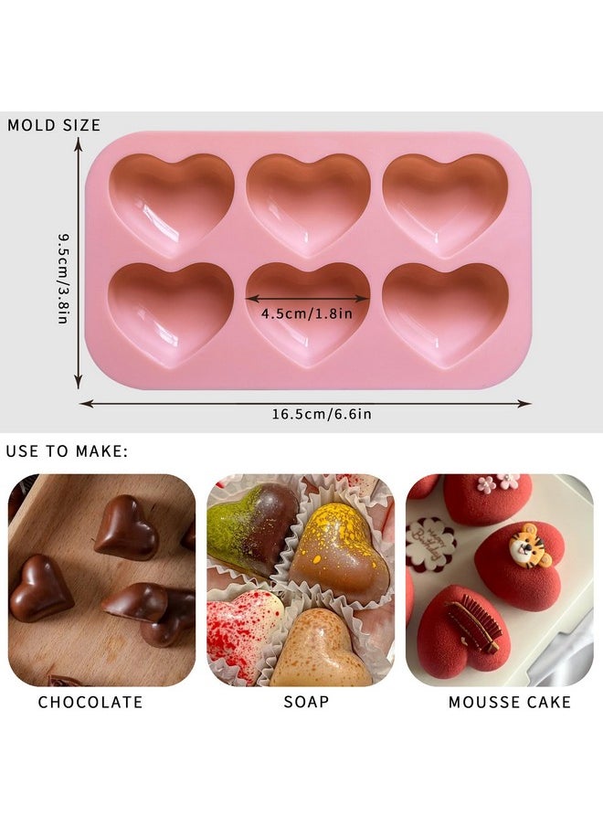 6 Holes Heart Shaped Silicone Mold For Chocolate Cake Jelly Pudding Valentine'S Day