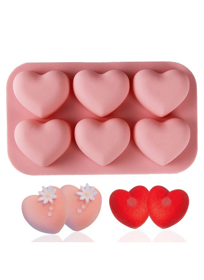 6 Holes Heart Shaped Silicone Mold For Chocolate Cake Jelly Pudding Valentine'S Day