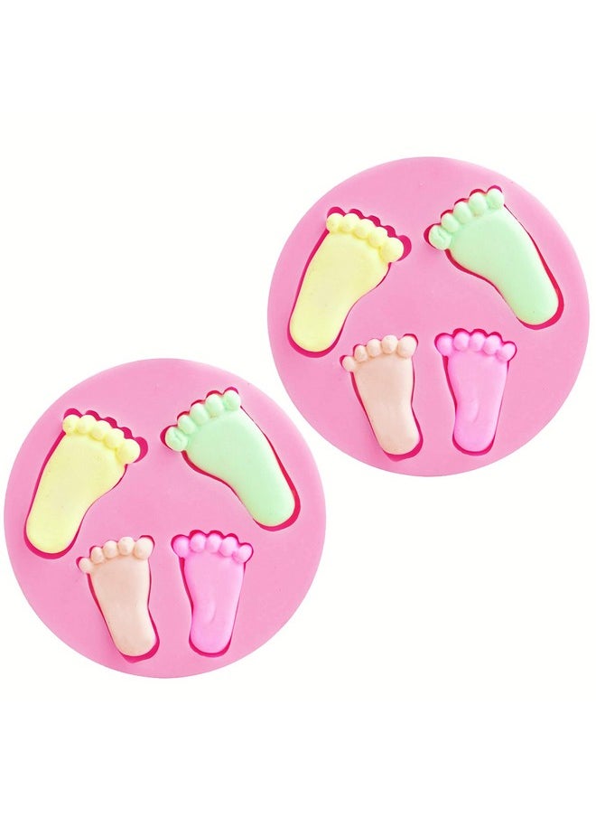 2Pcs Pretty Baby Feet Fondant Mold,Baby Shower Mold For Sugarcraft, Cake Decoration, Cupcake Topper, Fondant,Candy Pudding, Ice Cream Soap, Jewelry, Polymer Clay, Crafting Projects,