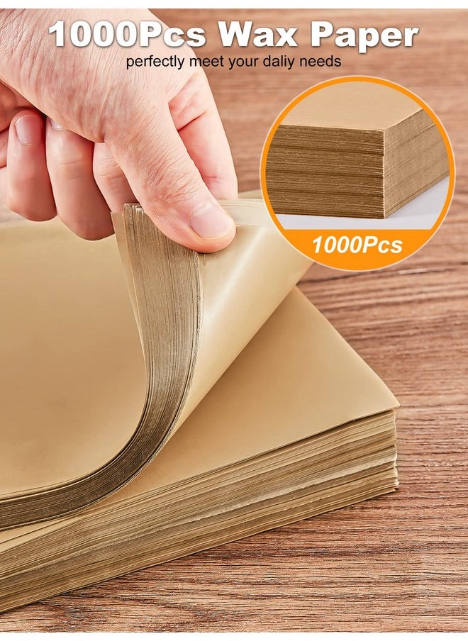 6 X 6 Inches Wax Paper For Food, 1000 Pcs Non-Stick Hamburger Patty Paper, Square Sandwich Separators Wrapping Paper, For Lunch, Restaurants, Barbecues, Picnics, Parties, Unbleached