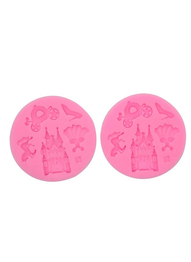 2 Pcs Silicone Fondant Mold Children'S Castle Mould Jelly Sugar Chocolate Fondant Silicone Molds For Sugarcraft Candy Cupcake Ice Jewelry Food Grade Silicone Molds Diy Sugar Craft Tools