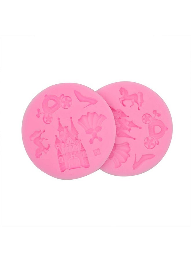 2 Pcs Silicone Fondant Mold Children'S Castle Mould Jelly Sugar Chocolate Fondant Silicone Molds For Sugarcraft Candy Cupcake Ice Jewelry Food Grade Silicone Molds Diy Sugar Craft Tools