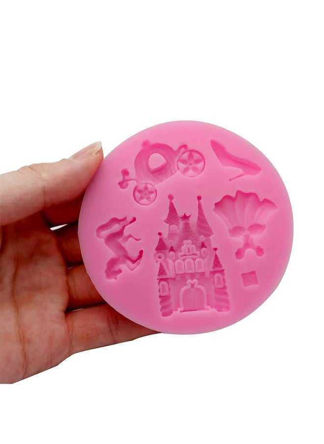 2 Pcs Silicone Fondant Mold Children'S Castle Mould Jelly Sugar Chocolate Fondant Silicone Molds For Sugarcraft Candy Cupcake Ice Jewelry Food Grade Silicone Molds Diy Sugar Craft Tools