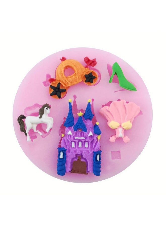 2 Pcs Silicone Fondant Mold Children'S Castle Mould Jelly Sugar Chocolate Fondant Silicone Molds For Sugarcraft Candy Cupcake Ice Jewelry Food Grade Silicone Molds Diy Sugar Craft Tools