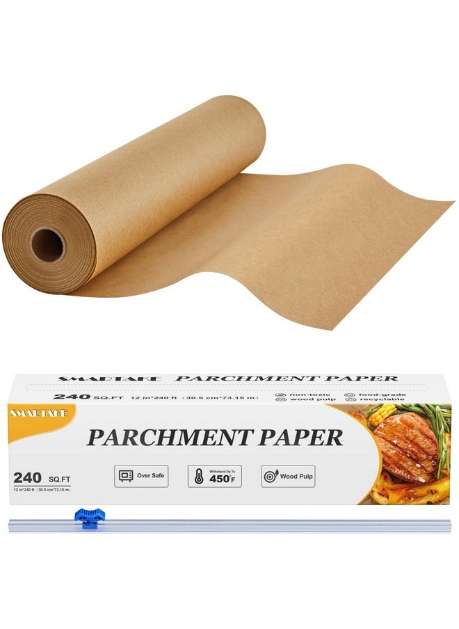 Parchment Paper Roll For Baking, 12 In X 240 Ft, 240 Sq.Ft, Non-Stick Unbleached Parchment Paper, Oven Baking Paper With Slide Cutter, For Kitchen Baking Cooking Grilling Steaming