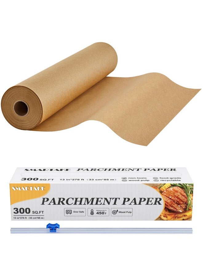 Parchment Paper Roll For Baking, 13 In X 278 Ft, 300 Sq.Ft, Non-Stick Baking Paper Sheets With Slide Cutter, Heavy Duty Extra Long, For Kitchen Baking Cooking Grilling Steaming, Unbleached