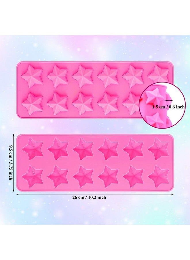 4 Pieces Star Shaped Silicone Molds Five-Pointed Star Shaped Mold Non-Stick Fondant Molds For Chocolate Candy Ice Cube Cake Decoration (Pink)