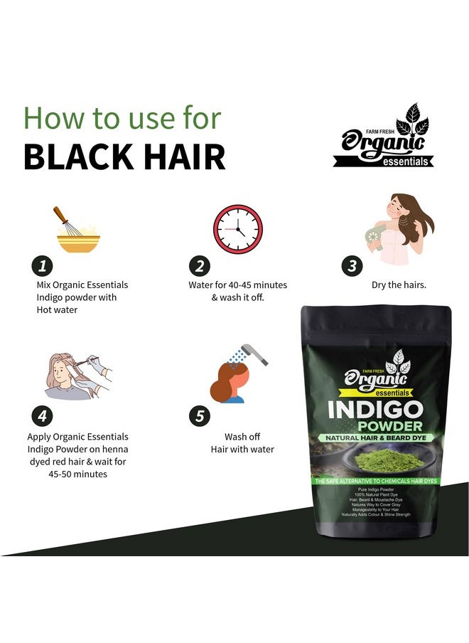 Indigo Powder For Hair Black Natural Hair & Beard Dye/Color Treatment, Pure And Chemicalfree For Healthy, Vibrant Hair (Pack Of 1)