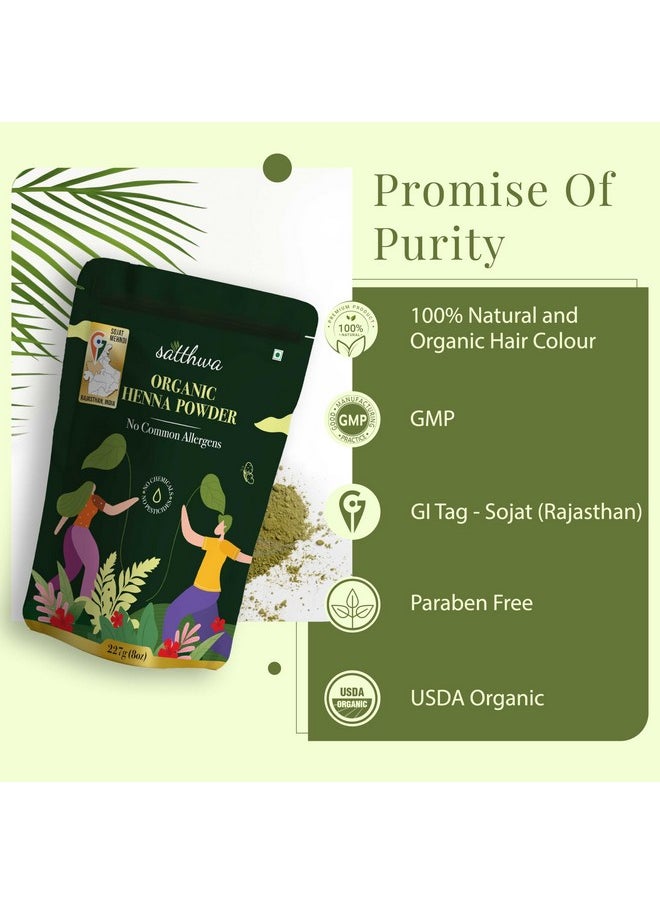 Organic Henna Powder | Sojat Mehndi | 227Gm | 100% Natural Lawsonia Inermis | For Nourishment & Deep Conditioning, Rich Brown Hair Colour & Covering Greys