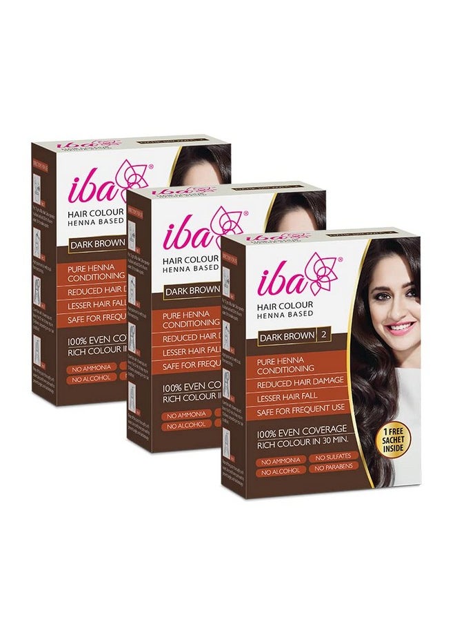 Hair Colour For Women - Dark Brown, 70G (Pack Of 3) | 100% Pure Henna Based Powder Sachet | Natural Hair Colour & Long Lasting With Conditioning Formula| Reduced Hair Fall & Hair Damage | Shine & Nourish Hair | Free From Ammonia And Other Harmful Chemicals | Herbal Hair Powder For Hair Colour | Dark Brown Henna