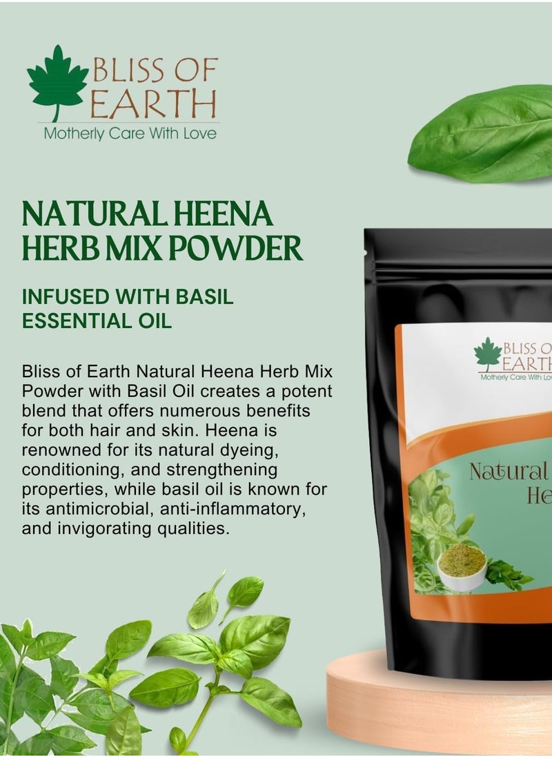 Herbal Henna for Hair: Rose & Basil Special Combo Blended with Herbs Amla, Neem, Babul Gum, & Essential Oils for Long Lasting Hair Color, Hair Nourishment & Health – Pack of 2 x 100g