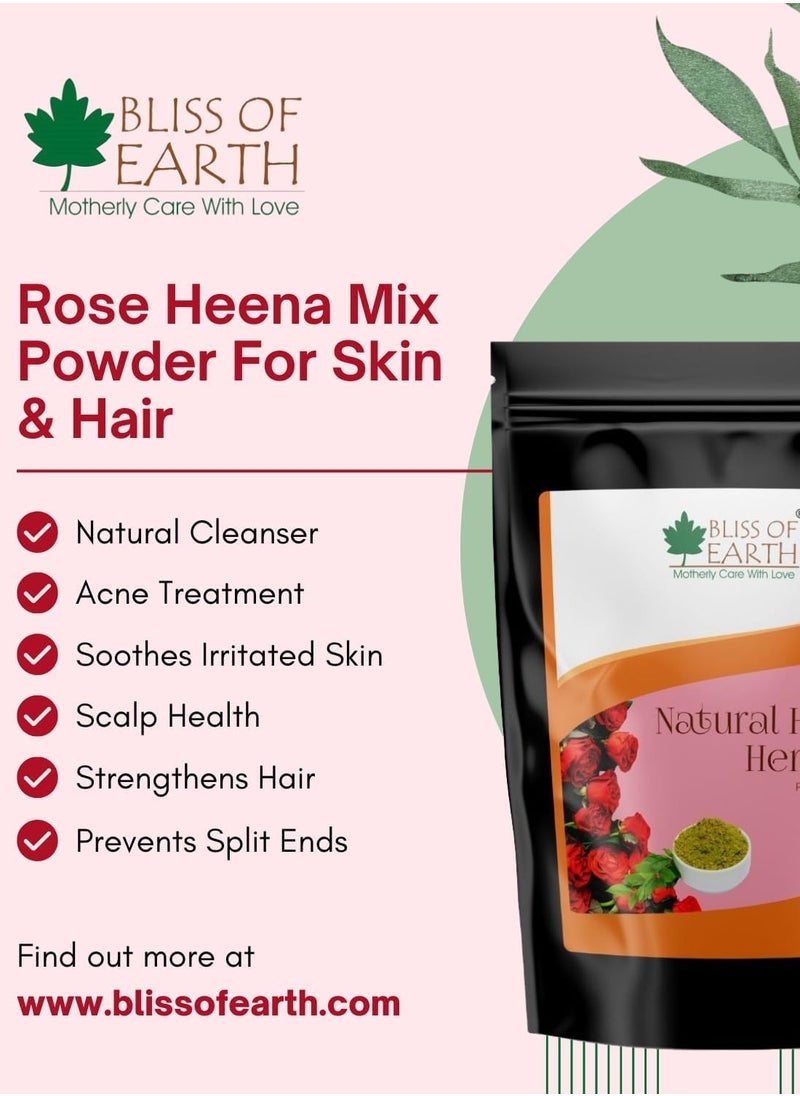 Herbal Henna for Hair: Rose & Basil Special Combo Blended with Herbs Amla, Neem, Babul Gum, & Essential Oils for Long Lasting Hair Color, Hair Nourishment & Health – Pack of 2 x 100g