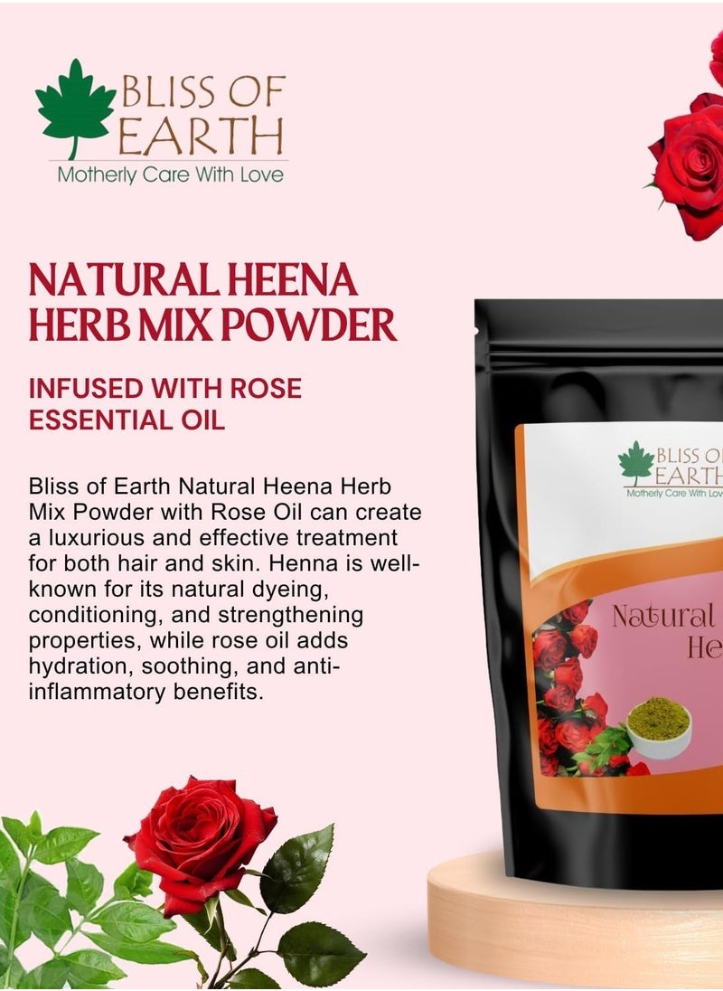 Herbal Henna for Hair Rose and Jasmine Special Combo Blended with Herbs Amla Neem Babul Gum and Essential Oils for Long Lasting Hair Color Hair Nourishment and Health – Pack of 2 x 100g