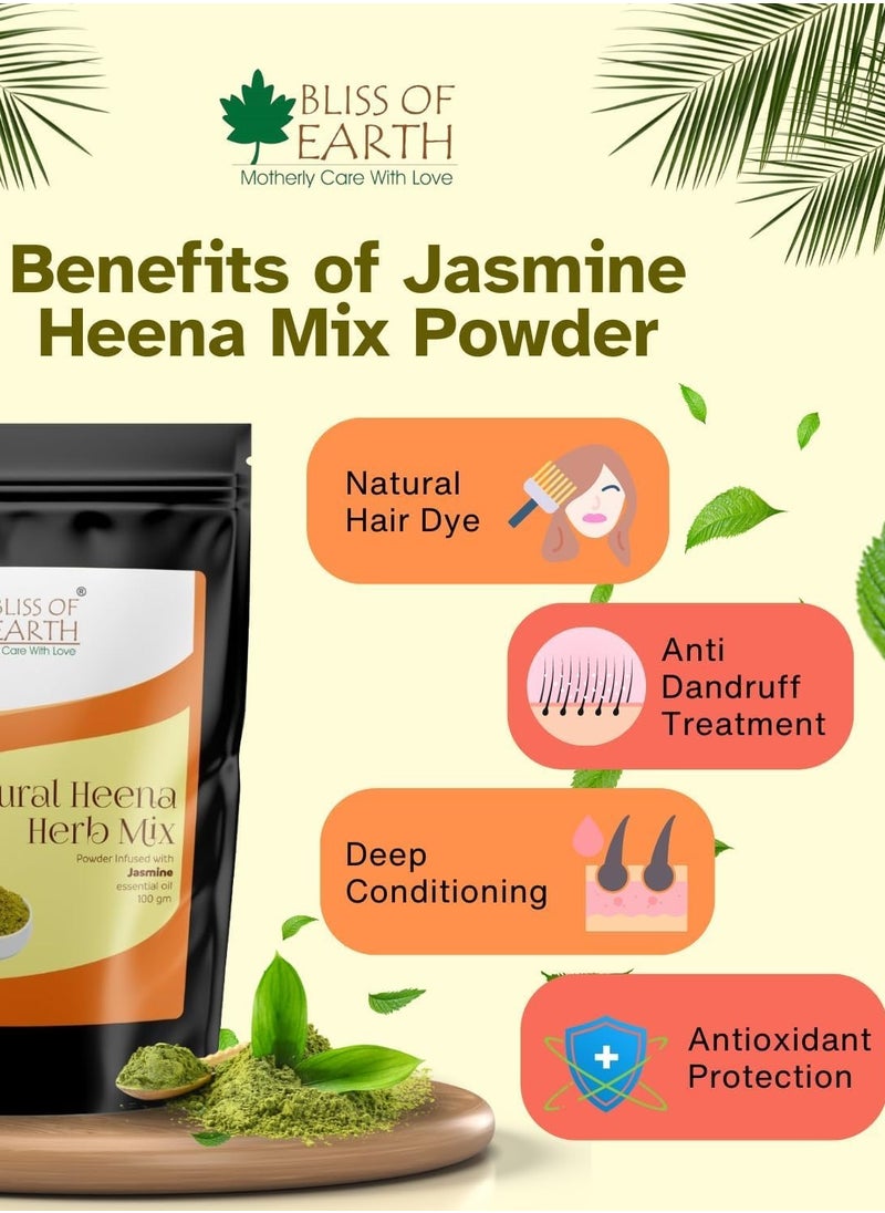 Herbal Henna for Hair Rose and Jasmine Special Combo Blended with Herbs Amla Neem Babul Gum and Essential Oils for Long Lasting Hair Color Hair Nourishment and Health – Pack of 2 x 100g