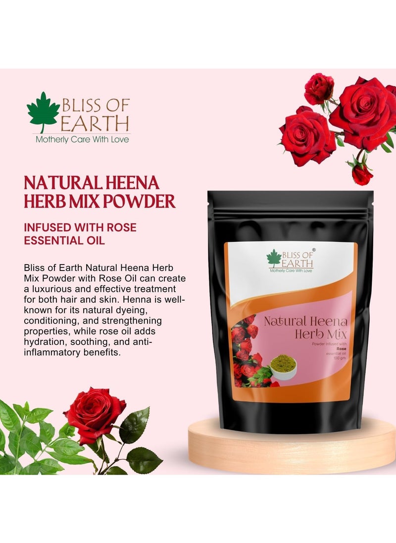 Herbal Henna for Hair: Rose, Lavender, Jasmine & Basil Set Blended with Amla, Neem, Babul Gum & Essential Oils for Long Lasting Hair Color, Hair Nourishment & Health – Pack of 4 x 100g