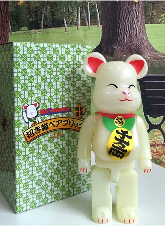 Block Bear (Luminous Lucky Cat) Statue Trendy Culture Doll Ornament