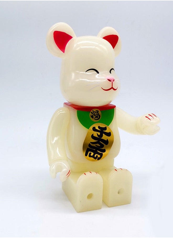 Block Bear (Luminous Lucky Cat) Statue Trendy Culture Doll Ornament