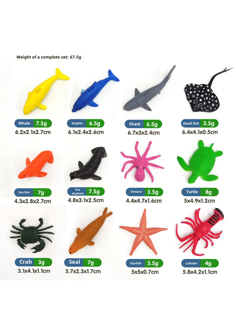 [Bag] small dinosaur farm animal insect model Mini children toy model PVC cross-border hot sale 12 marine animals [bag]] 12 marine animals [bag]]