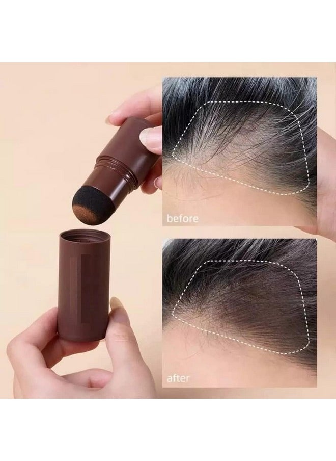 Natural Hairline Powder, Hair Shading Sponge Pen, Hairline Shadow Powder Stick, Quick Hair Root Touch-Up, Paired With 2 Pairs Of Eyebrow Stamp (Black)