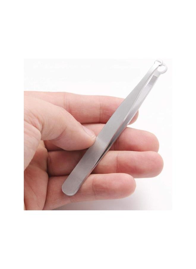 Precision Nose Hair Tweezer Stainless Steel Round Head Grooming Scissor Eyebrow Clippers Trimmer for Safely Trim Nose and Ears (Silver)