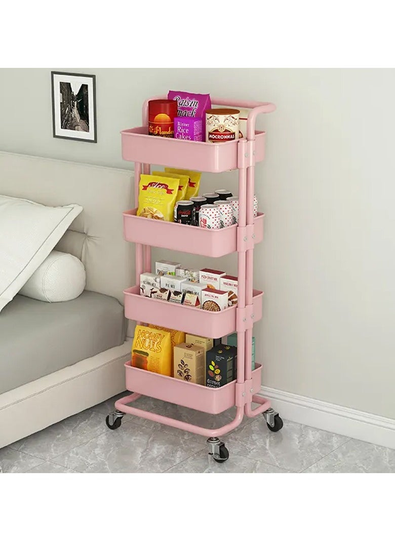 Storage Trolley Rolling Cart Utility Cart 4 Tier Kitchen Storage Cart With Wheels Trolley Bathroom Storage Organization Cart Storage Shelves Rolling Cart Kitchen Storage Cart Rolling Storage Cart