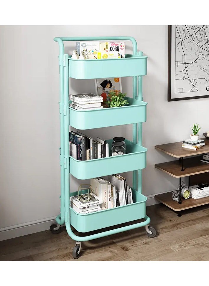 Multipurpose 4-Tier Storage Trolley Cart With Shelf and Wheels