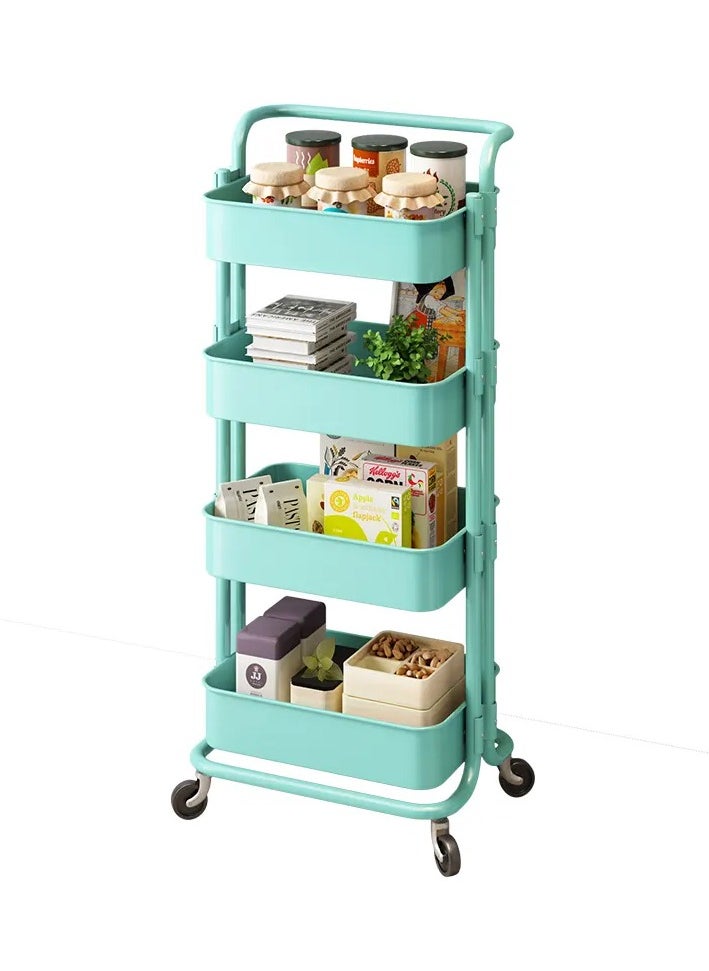 Multipurpose 4-Tier Storage Trolley Cart With Shelf and Wheels