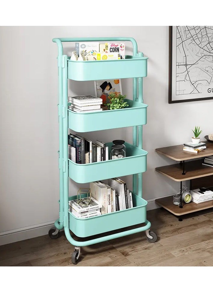 Storage Trolley Rolling Cart Utility Cart 4 Tier Kitchen Storage Cart With Wheels Trolley Bathroom Storage Organization Cart Storage Shelves Rolling Cart Kitchen Storage Cart Rolling Storage Cart