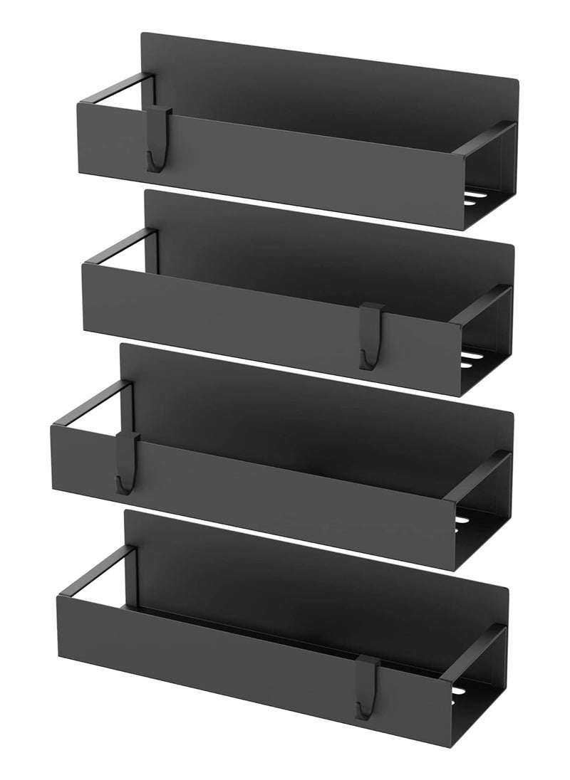 4-piece magnetic spice storage rack, suitable for refrigerators and ovens, black refrigerator storage box and storage