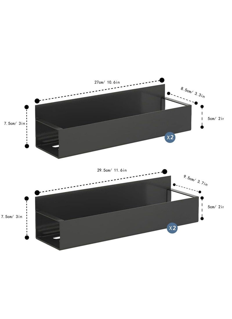 4-piece magnetic spice storage rack, suitable for refrigerators and ovens, black refrigerator storage box and storage