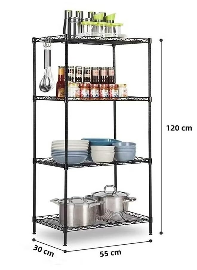 4-Layer Iron Wire Storage Rack Metal Shelf Kitchen Bathroom Storage Rack,Black