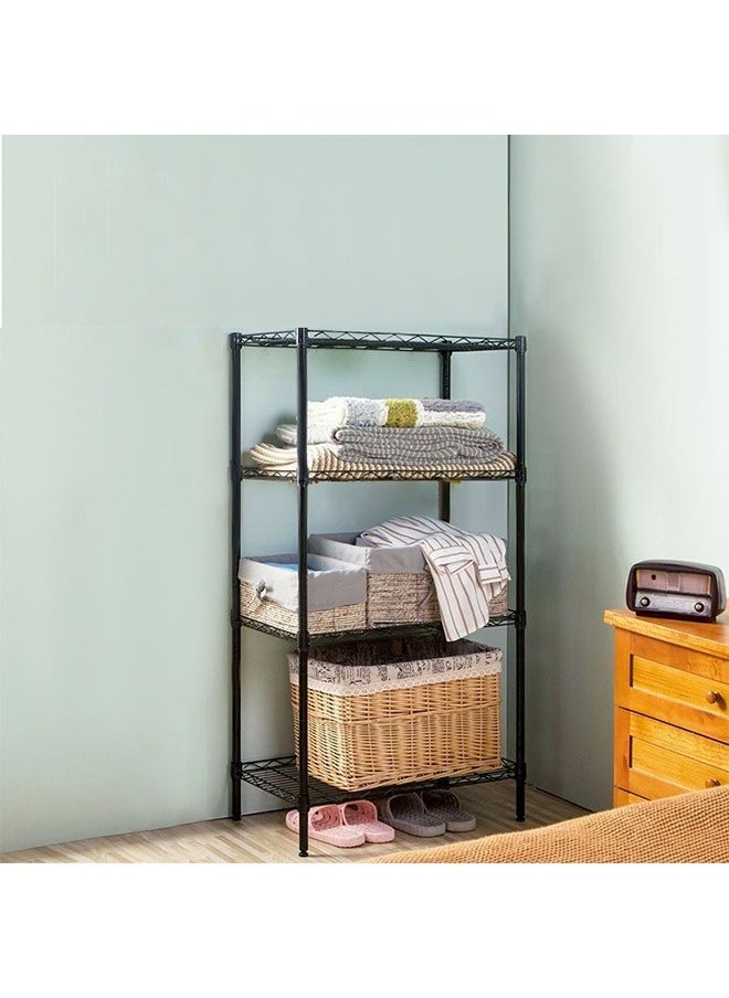 4-Layer Iron Wire Storage Rack Metal Shelf Kitchen Bathroom Storage Rack,Black