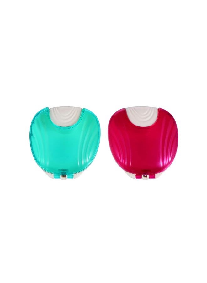 2Pcs Denture Retainer Case Mouth Guard Container False Teeth Storage Box Denture Cup Holder for Home Travel Cleaning Red Green