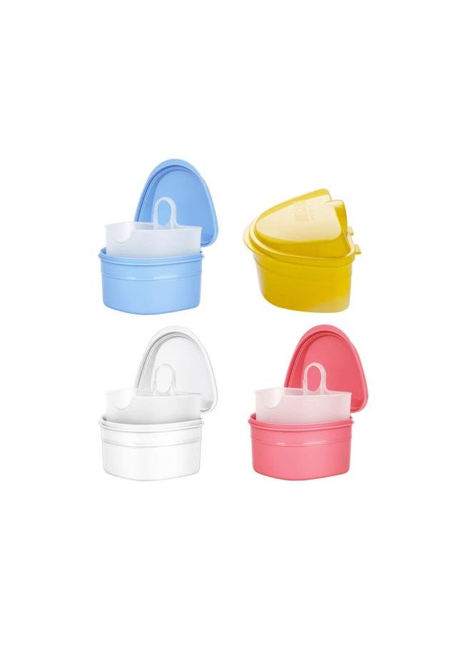 Denture Case Denture Cup with Strainer Dentures Box Denture Brush Retainer Case for Travel Retainer Cleaning Case (White)