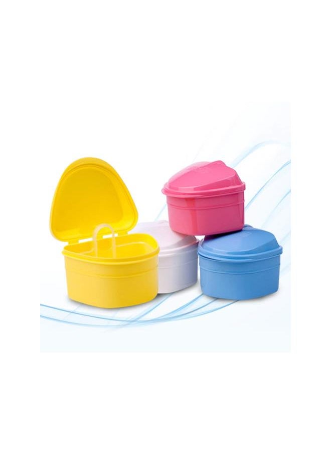 Denture Case Denture Cup with Strainer Dentures Box Denture Brush Retainer Case for Travel Retainer Cleaning Case (Yellow)