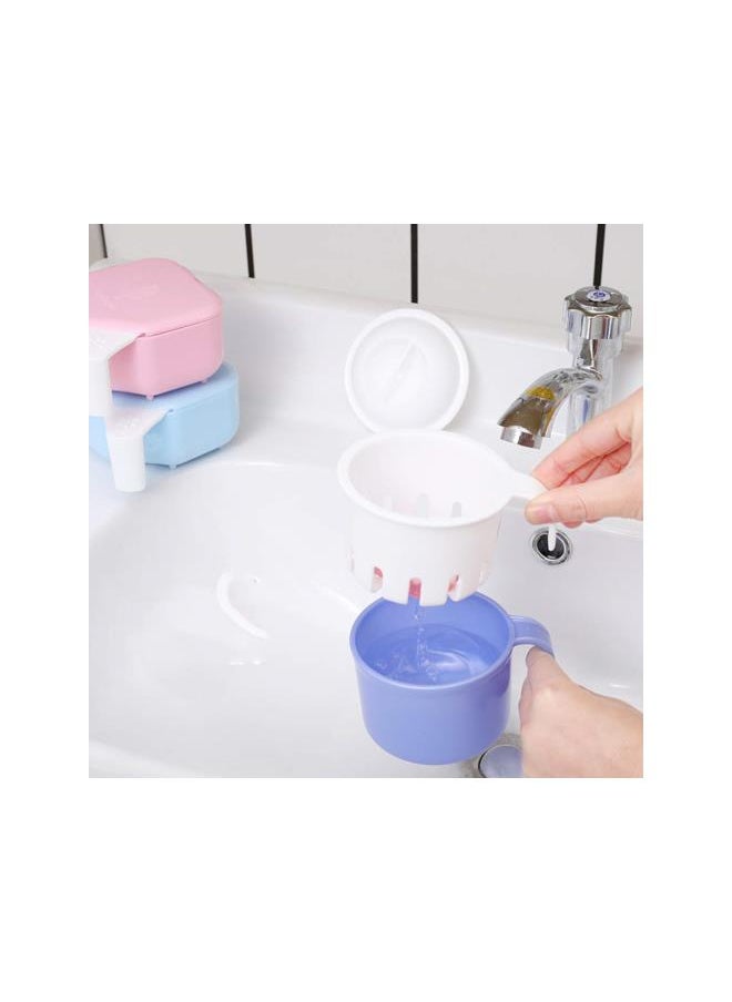 Denture denture bath case Bath Case Denture Cup With Strainer Basket Denture Storage Box False Teeth Soak Container Holder for Travel denture box Cleaning denture container