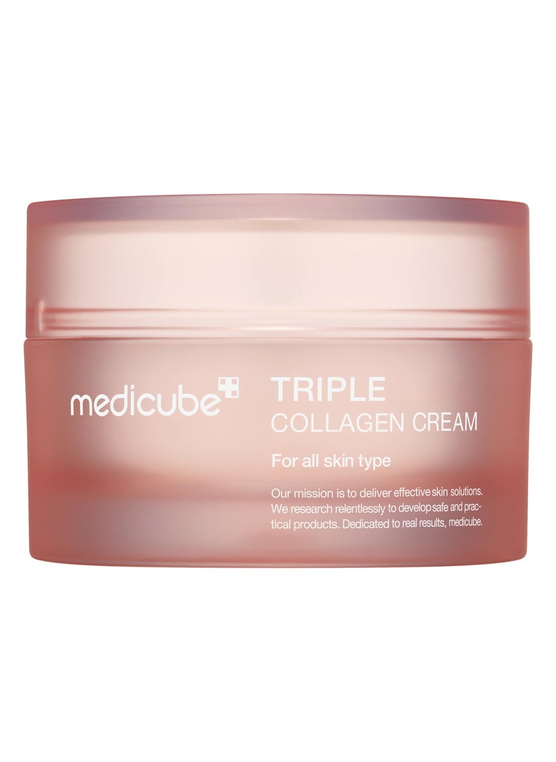 Medicube Triple Collagen Cream - Hydrating & Firming Moisturizer with Hyaluronic Acid, Premium Elastin, Shea Butter - Wrinkle Care & Boosts Elasticity - Korean Skincare, 1.69 oz