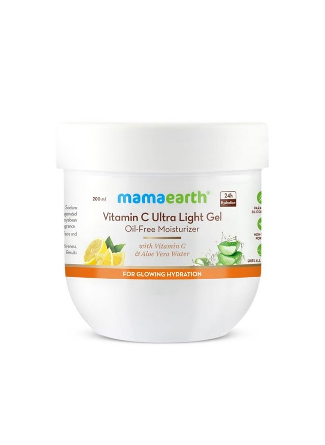 Vitamin C Ultra Light Gel Oil-Free Moisturizer For Face, Body And Hands; With Vitamin C & Aloe Vera Water For Glowing Hydration - 200 Ml