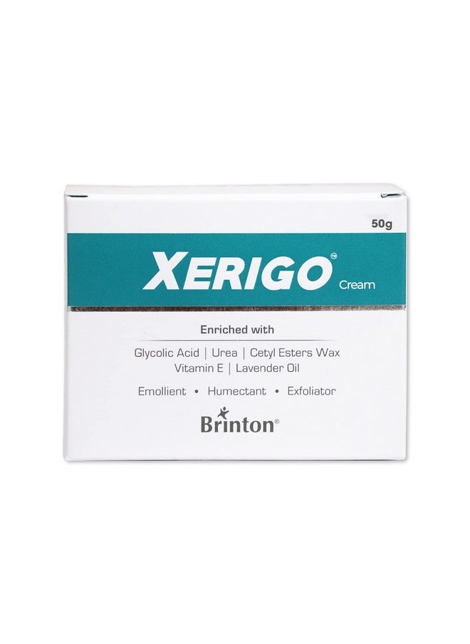 Xerigo Intense Skin Moisturizing Cream With Exfoliating Ingredients For Cracked Feet, Elbow & Knees, Prevents Moisture Loss, Non-Greasy ,50Gm