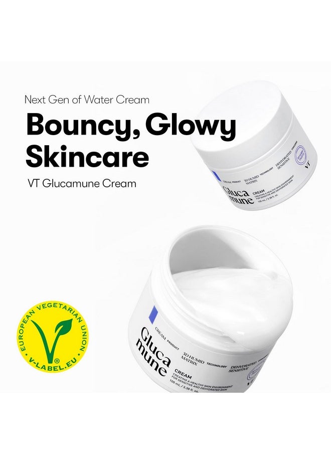 Glucamune Cream, Soothing&Calming, Light-Weight Cream, Vegan Mucin For All Skin Types (3.38 Fl Oz/100Ml)