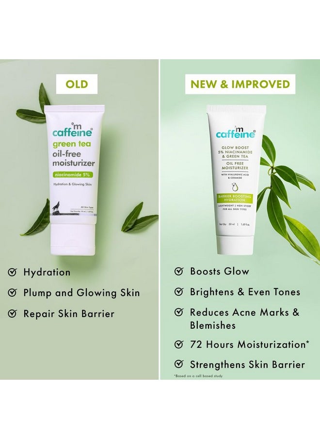 Glow Boost 5% Niacinamide & Green Tea Oil Free Moisturizer | Brightens & Even-Tones | 72Hrs Moisturization | Reduces Acne Marks & Blemishes | Lightweight Moisturizer For All Skin Types -50Ml