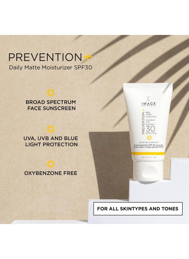 , Prevention+ Daily Matte Moisturizer Spf 30, Zinc Oxide Mattifying Face Sunscreen Lotion, Discovery Size, Amazon Exclusive, 1.5Oz