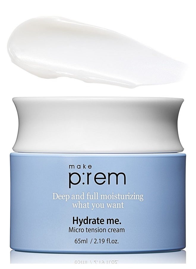 Makeprem Hydrate Me Micro Tension Cream Moisturizing Water Cream Hydrate Smooth No-Sticky - Dry Extra-Dry Sensitive Oily Aging Acne-Prone Skin Hyaluronic Acid Raspberry 2.19 Fl Oz Korean Skincare.