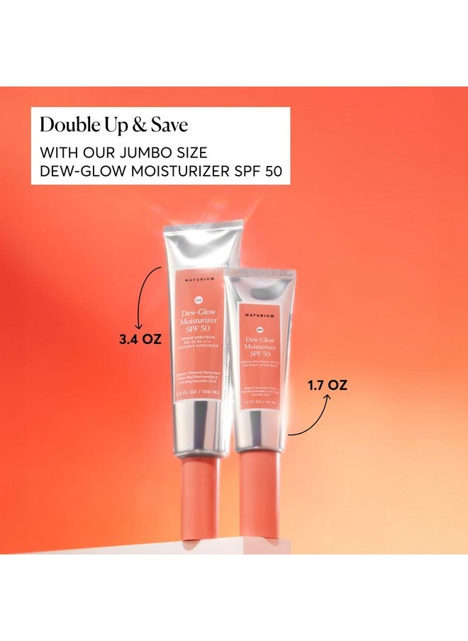 Dew-Glow Moisturizer Spf 50 Pa++++, Daily Moisturizing Sunscreen & Face Primer, Skin Protector With Dewy Finish, 1.7 Oz
