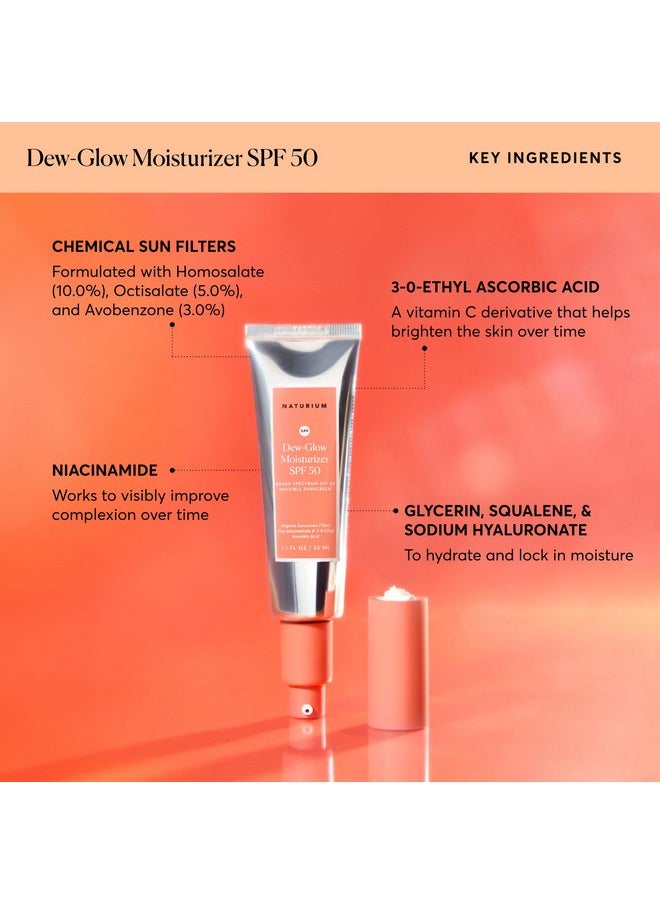 Dew-Glow Moisturizer Spf 50 Pa++++, Daily Moisturizing Sunscreen & Face Primer, Skin Protector With Dewy Finish, 1.7 Oz