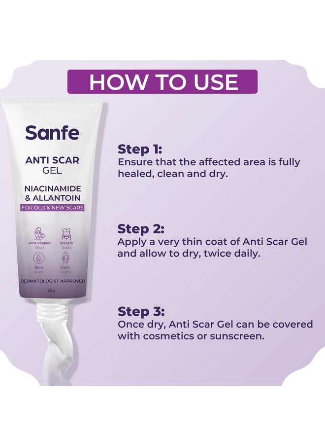 Anti Scar Gel - Niacinamide & Allantoin | Acne/Stretch/Burn Scars/Dark Circles Removal Cream | For Old & New Scars-20 G