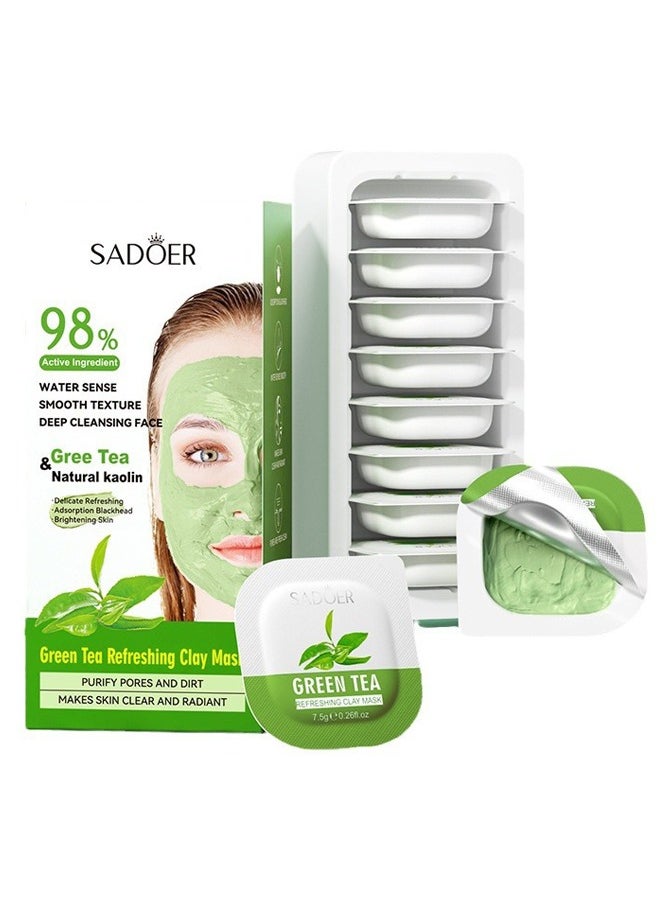 8-piece set of SADOER green tea turmeric mud film for moisturizing and improving dryness