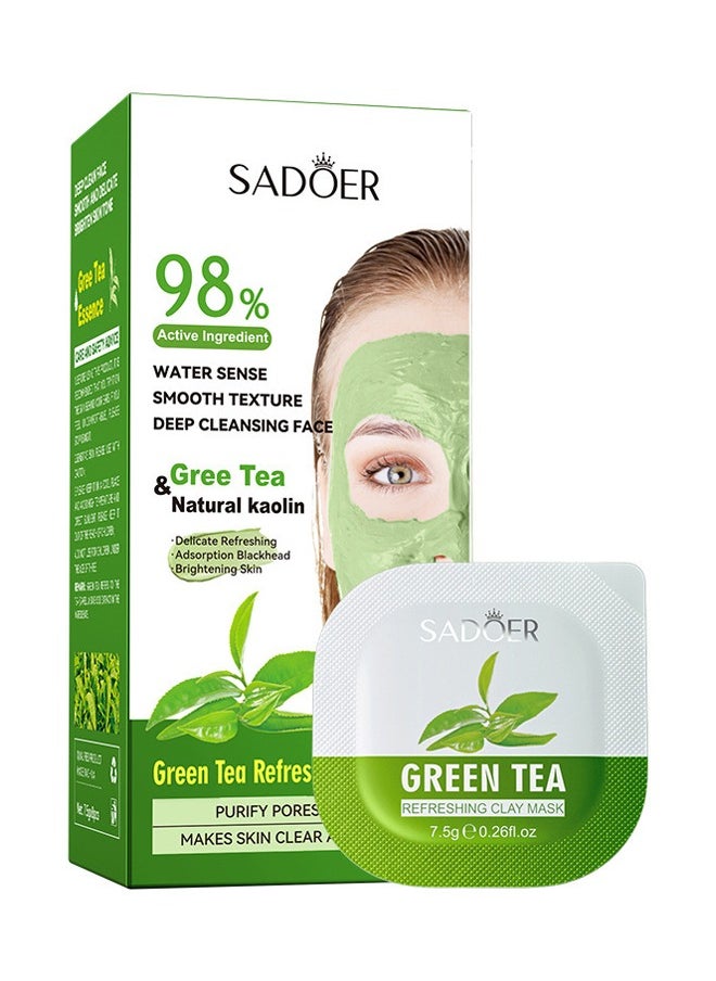 8-piece set of SADOER green tea turmeric mud film for moisturizing and improving dryness