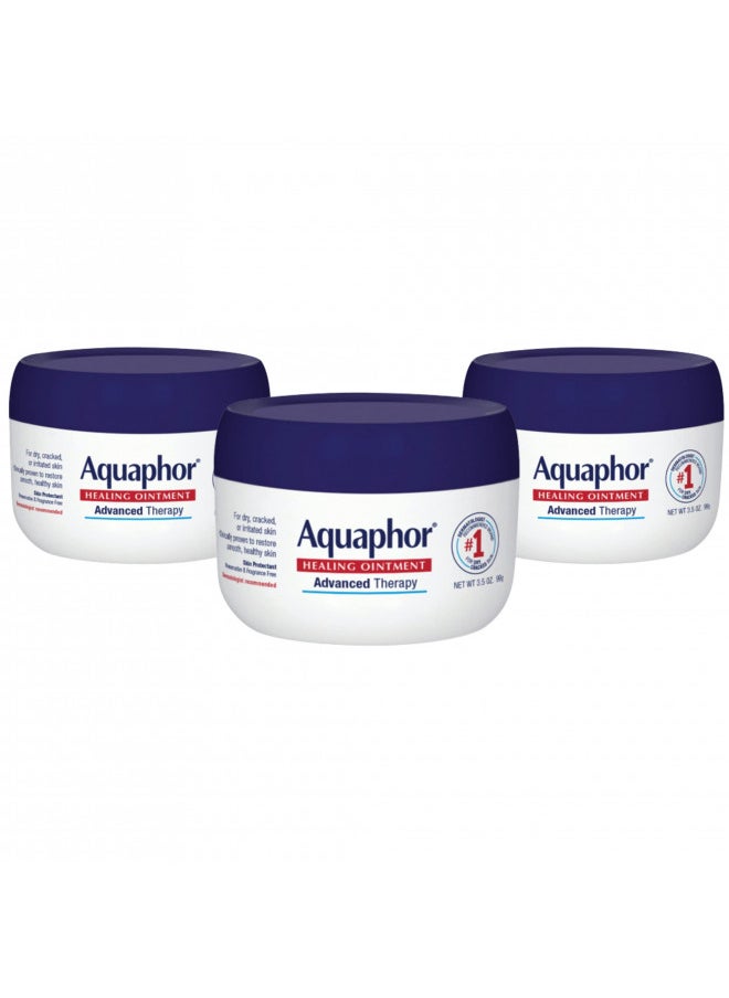 Aquaphor Healing Ointment Advanced Therapy Skin Protectant, Dry Skin Body Moisturizer, 3.5 Ounce (Pack of 3)